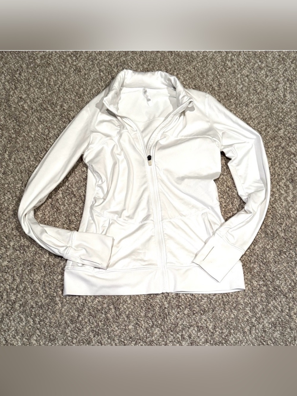 Fabletics White Symmetra Definition Full-Zip Sweater